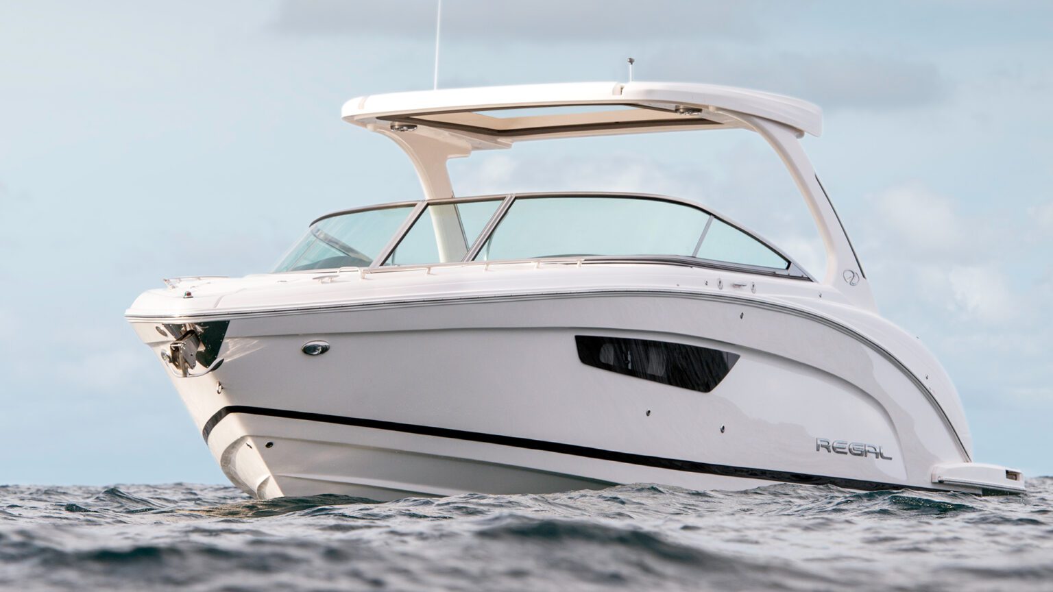 Dual console dayboat running on calm Gulf Coast water